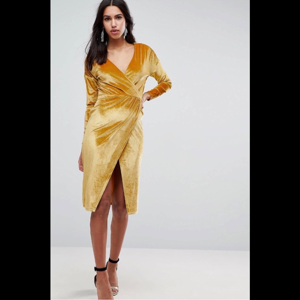 ASOS Gold Velvet Dress